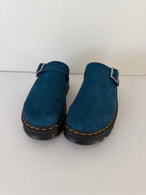 Dr Martens ZEBZAG Suede Slingback Platform Mules Neptune Blue (UNISEX)